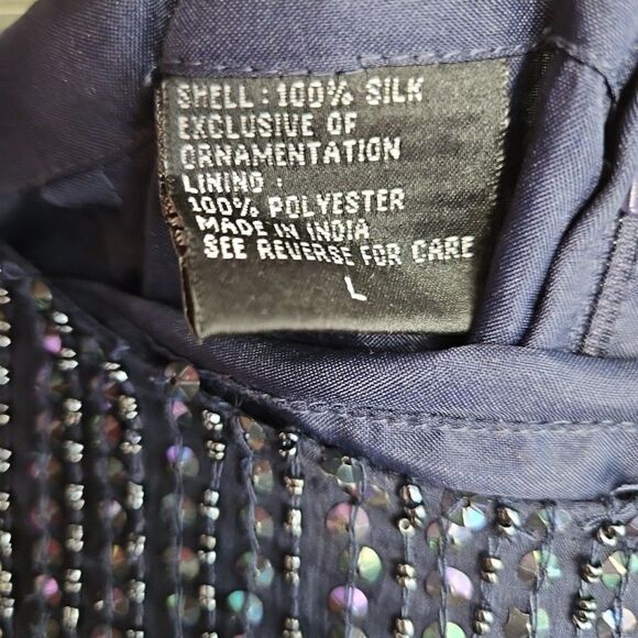 Lawrence Kazar Women's Lg blue Silk Beaded Skirt And Top formal wedding - Picture 11 of 16